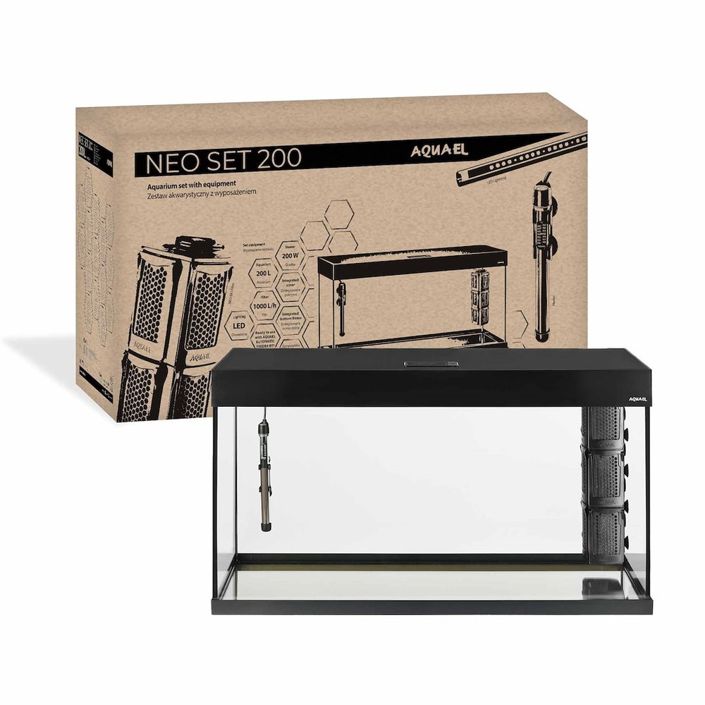 Aquael Zestaw Akwariowy Neo Set 200 Czarny 200L (101x41x56cm) z Filtrem + Grzałką + LED - zdjęcie 2/19